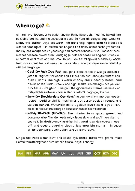 example page 3 from our offline Travel Guide for Burkina Faso